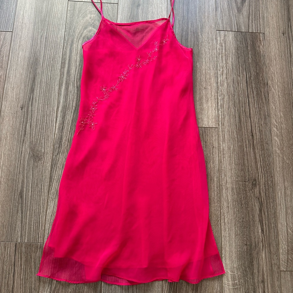 Valerie Stevens Vibrant Pink Midi Slip Dress